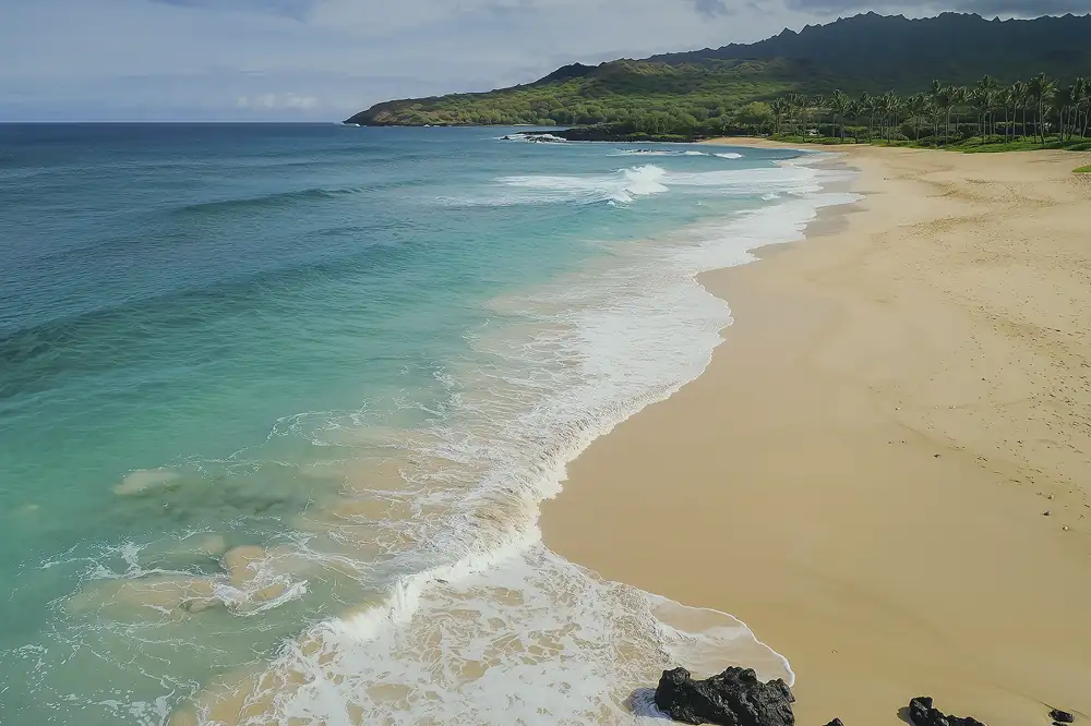 Deep Emerald Ocean Water On Hawaii Beach